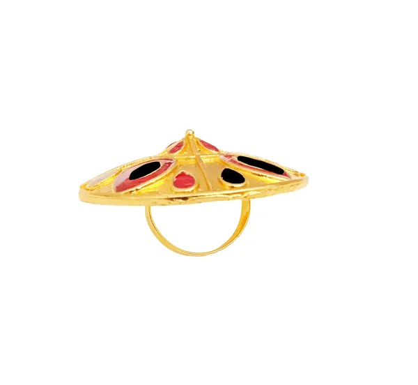 Assamese_Traditional_Copper_Gold_Plated_Blue_Colour_Finger-Ring_For_Girls_&_Women