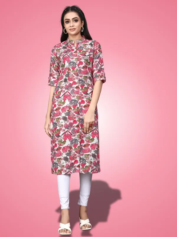 Red_Classic_Rayon_Floral_Printed_Straight_KurtIs