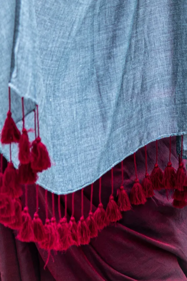 Gulkand_&_Still_Grey_Mul_Modal_Saree-Cranberry_and_Ice