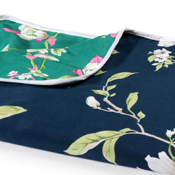 Floral_Double_Dohar_for_Mild_Winter_(Polyester,_Navy_Blue_and_Green)