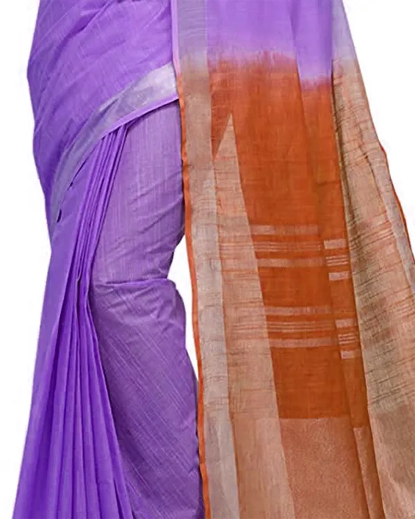 Handloom_Bhagalpuri_Cotton_Slub_Blend_Two_Dye_Saree_With_Running_Unstitched_Blouse_Piece