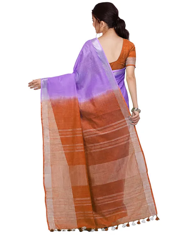 Handloom_Bhagalpuri_Cotton_Slub_Blend_Two_Dye_Saree_With_Running_Unstitched_Blouse_Piece
