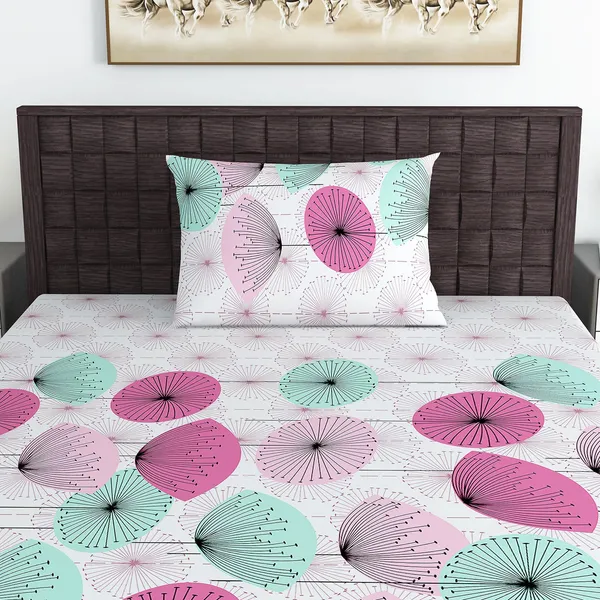 100%_Cotton_Calming_Shells_Single_Bedsheet_with_1_Pillow_Covers_Bed_Sheet_For_Bedroom_(Acid_Lime)