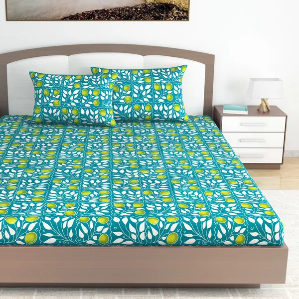 120_TC_100%_Cotton_King_Abstract_Flat_Bedsheet_(Pack_of_1,_Turquise_Blue)