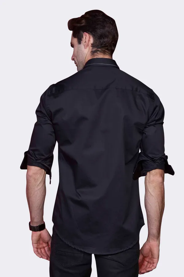 Cotton_Black_Silver_Solid_Shirt_for_men