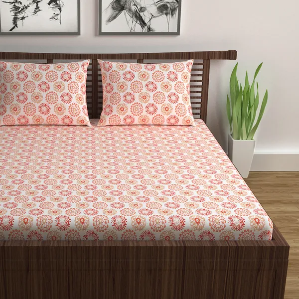 100%_Cotton_120_TC_Dahila_Double_Bedsheet_2_Pillow_Covers,_Pureed_Pumpkin