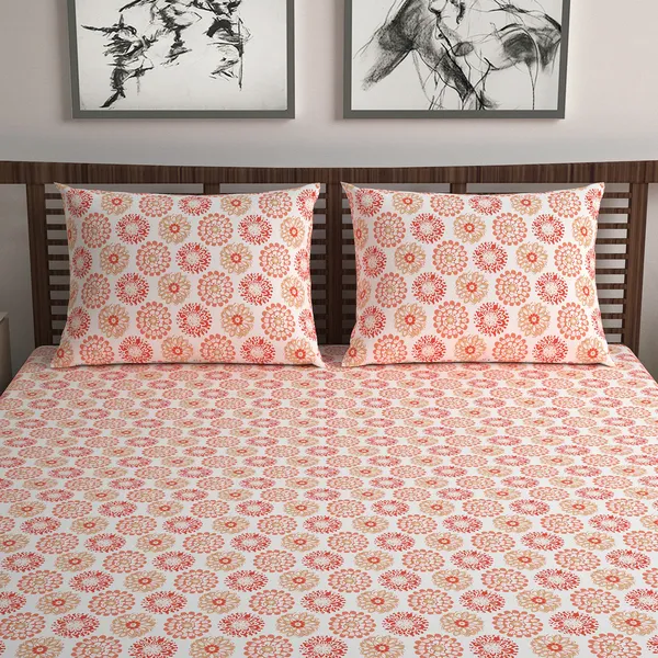 100%_Cotton_120_TC_Dahila_Double_Bedsheet_2_Pillow_Covers,_Pureed_Pumpkin