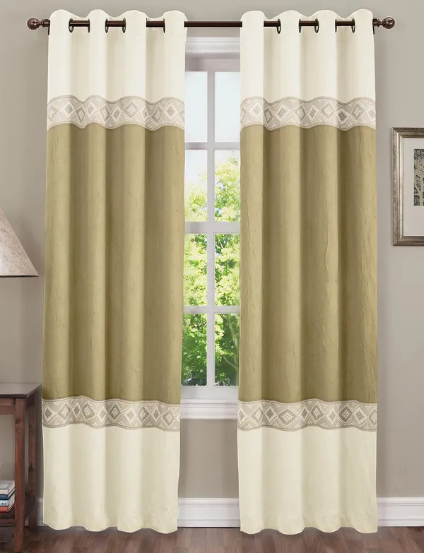 Pack_of_2_Cotton_Dark_Beige_Arizona_ikatee_Collection_Curtain_Set_for_Window_and_Door