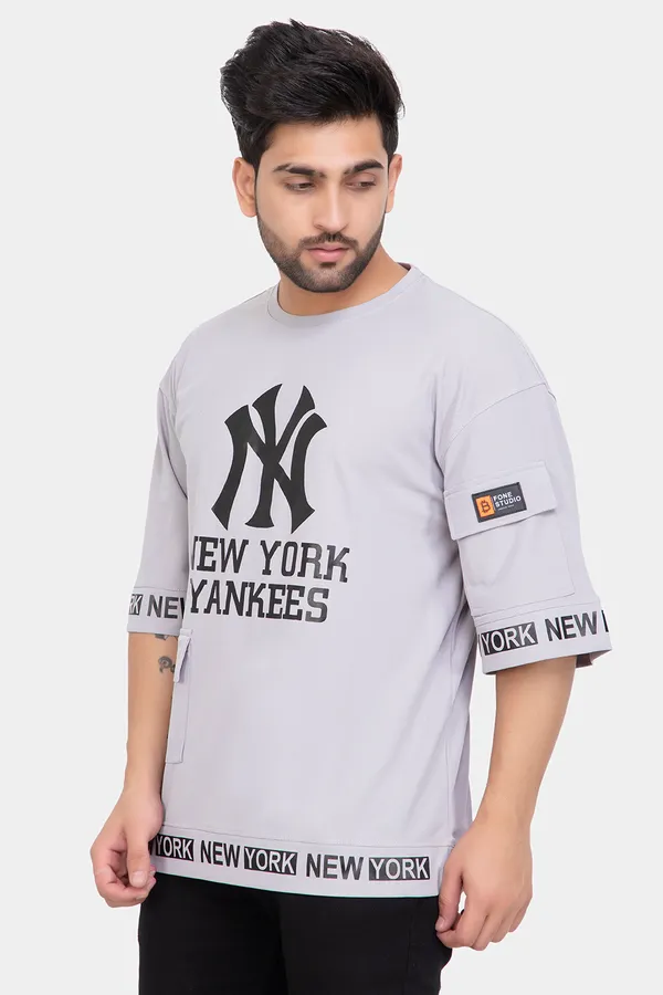 Grey_Honey_Comb_Printed_Round_Neck_Soft_T-Shirt_For_Men