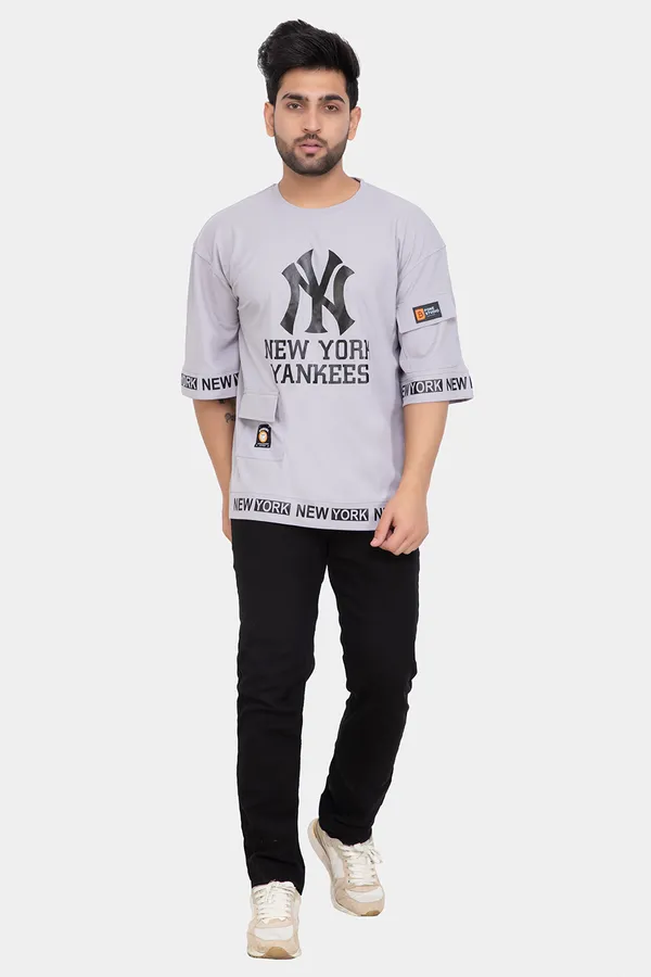 Grey_Honey_Comb_Printed_Round_Neck_Soft_T-Shirt_For_Men