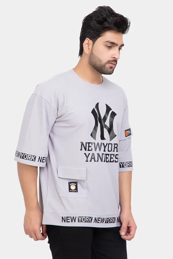 Grey_Honey_Comb_Printed_Round_Neck_Soft_T-Shirt_For_Men