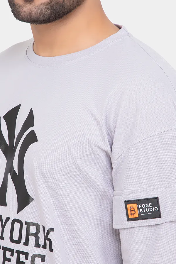 Grey_Honey_Comb_Printed_Round_Neck_Soft_T-Shirt_For_Men