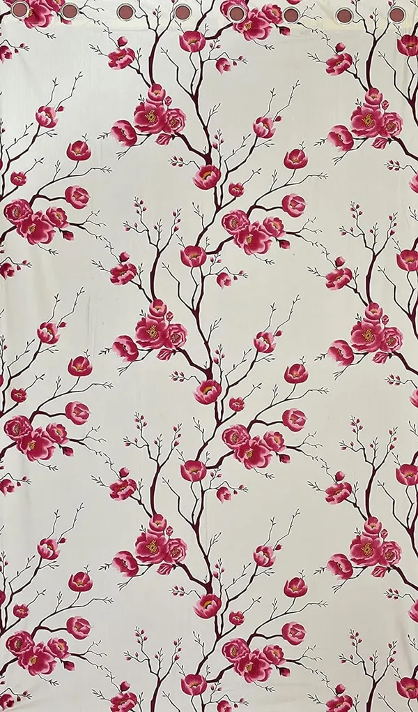 Polyester_Fabric_Flower_Design_Floral_and_Plain_-Modern_Silk_Look_parde_for_Home,_Living_Room,_Bedroom,_Offices_(Wine)_-_Set_of_3_Pc