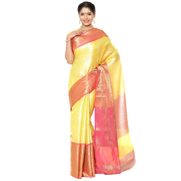 Beige_Kanchi_Silk/Brocade_Banarasi_Sarees_For_Women