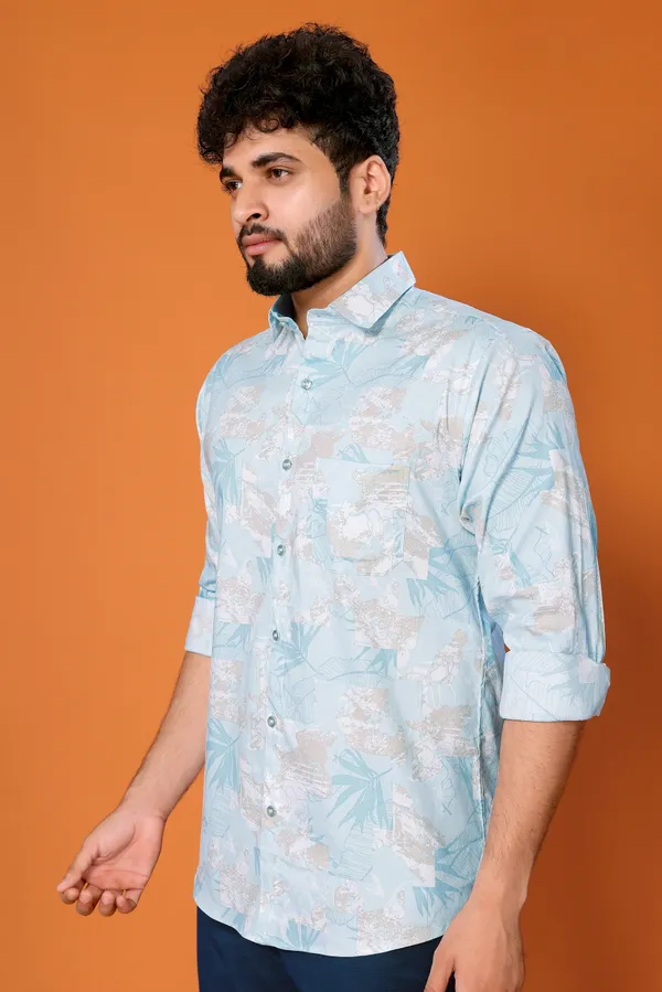 Pagazo_Sky_Blue_Colour_Printed_Shirt
