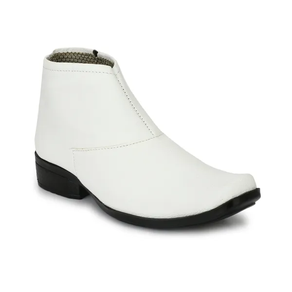 White_Leatherette_And_Pu_Zipper_Boots_For_Men