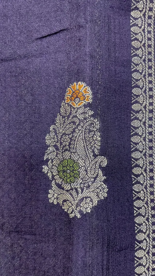 Humairah_Pure_Handwoven_Navy_Blue_Muga_Silk_Zari_Mina_Booti_Minakari_Jaal_Anchal_with_Minakari_Zari_Border_Banarasi_Saree_with_Navy_Blue_Blouse_piece