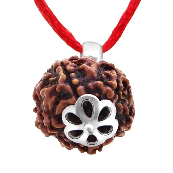 Brown_5_Mukhi_Rudraksh_Pendant_With_Red_Thread_For_Men_&_Women