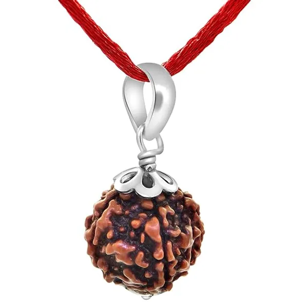 Brown_5_Mukhi_Rudraksh_Pendant_With_Red_Thread_For_Men_&_Women