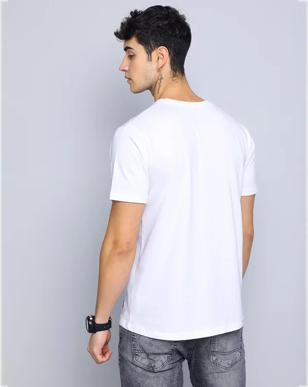 White_Star_Printed_Half_Sleeve_Cotton_T-Shirt_For_Men