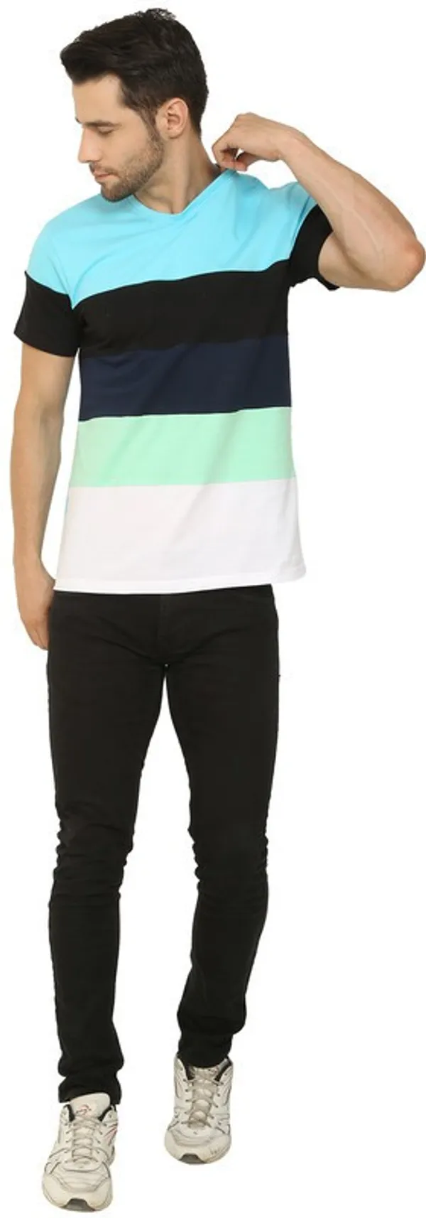 _Colorblock_Men_Round_Neck_Multicolor,_Light_Blue_T-Shirt
