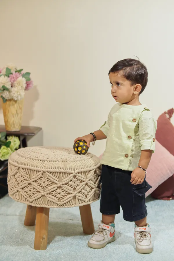 Pista_Green_Short_Kurta_For_Kids_|_Side_Buttoned