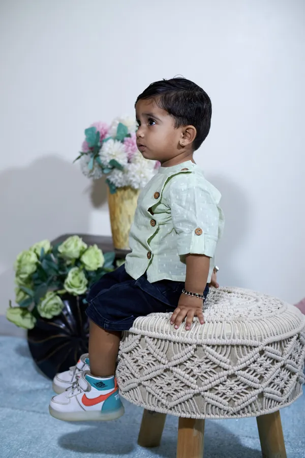 Pista_Green_Short_Kurta_For_Kids_|_Side_Buttoned