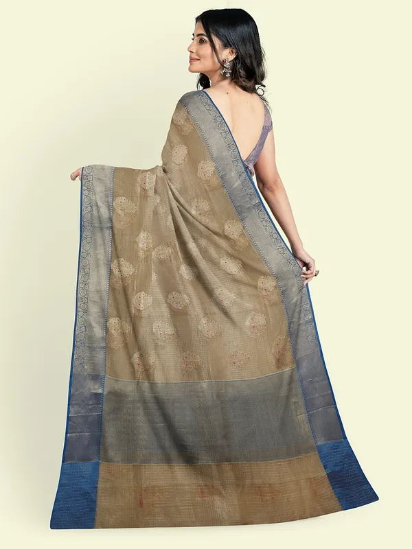 Grey_Cotton_Blend_Banarasi_Sarees_For_Women