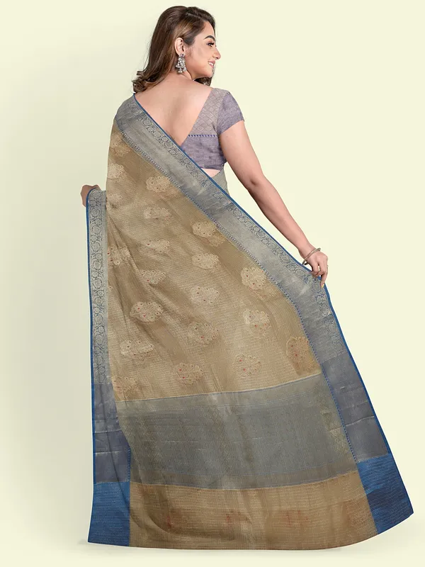 Grey_Cotton_Blend_Banarasi_Sarees_For_Women