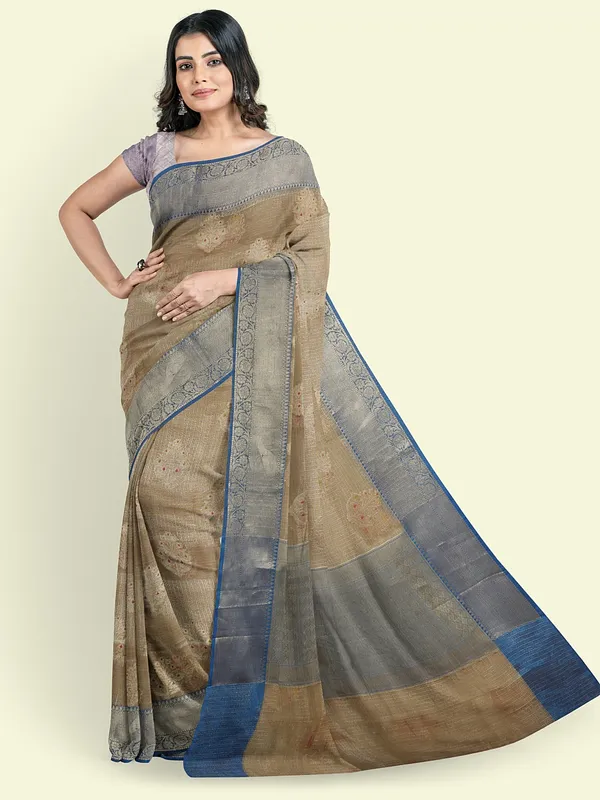 Grey_Cotton_Blend_Banarasi_Sarees_For_Women