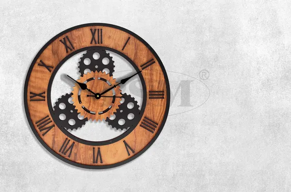 LASER_CUT_WOODEN_WALL_CLOCK_IVORY_BLACK__INCH_ROUND