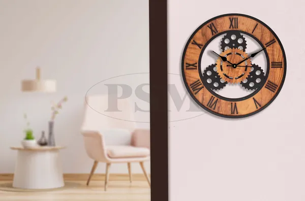 LASER_CUT_WOODEN_WALL_CLOCK_IVORY_BLACK__INCH_ROUND