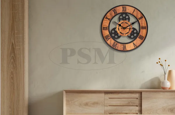 LASER_CUT_WOODEN_WALL_CLOCK_IVORY_BLACK__INCH_ROUND