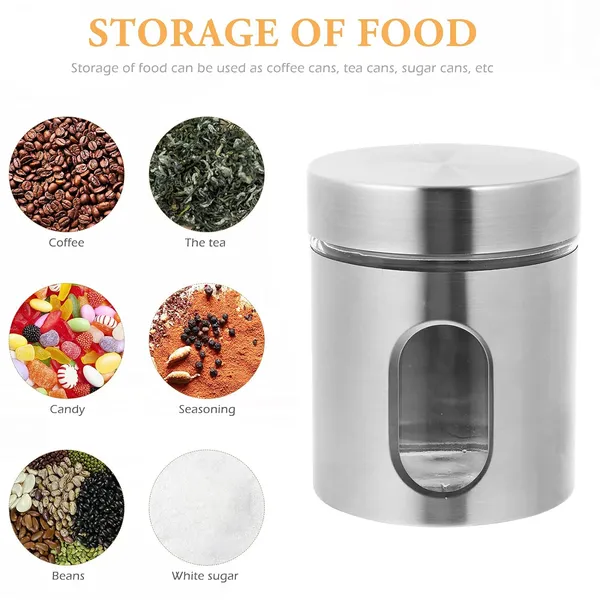 400ML_Stainless_Steel_Canister_Glass_Jar_With_Lid,Premium_Pantry_Organizers_Containers_&_Perfect_Kitchen_Storage_For_Canning_Cereal,Pasta_&_Beans_Containers_Set_Of_6