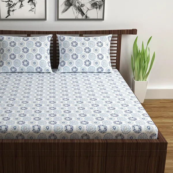 100%_Cotton_120_TC_Dahila_Double_Bedsheet_2_Pillow_Covers,_Dutch_Blue
