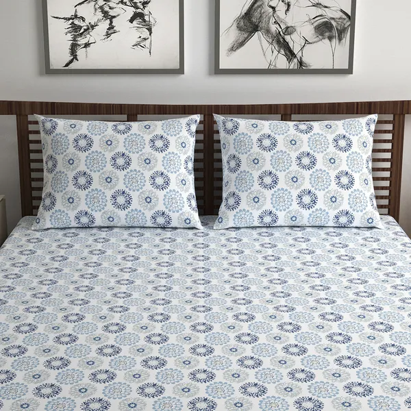100%_Cotton_120_TC_Dahila_Double_Bedsheet_2_Pillow_Covers,_Dutch_Blue