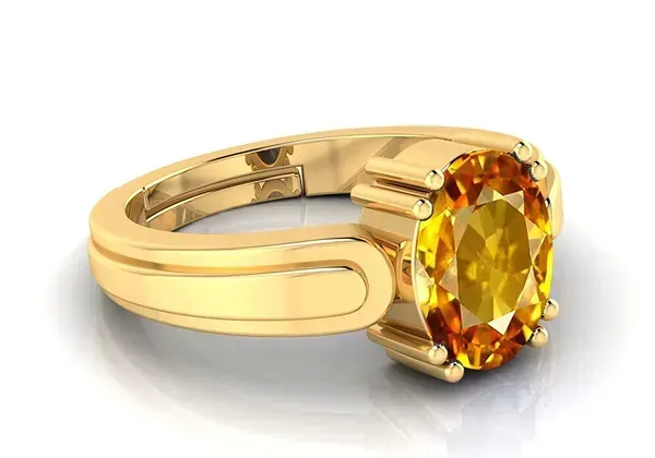 Yellow_Pukhraj_Created_Sapphire_Gemstone_Gold_Plated_Ring_For_Men_&_Women_From_4.25_Ratti_To_20.25_Ratti