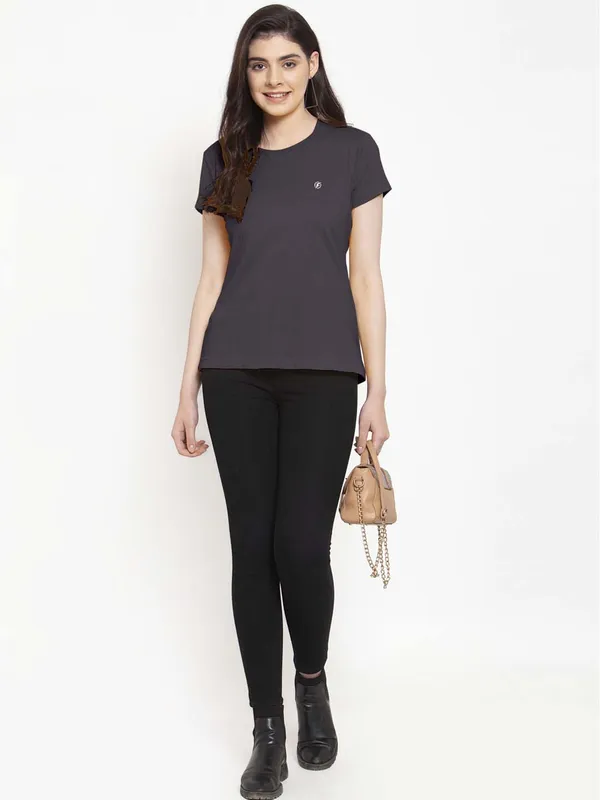 Pack_of_2_Sea_Green_&_Grey_Cotton_Round_Neck_Short_Sleeves_T-Shirt_For_Women