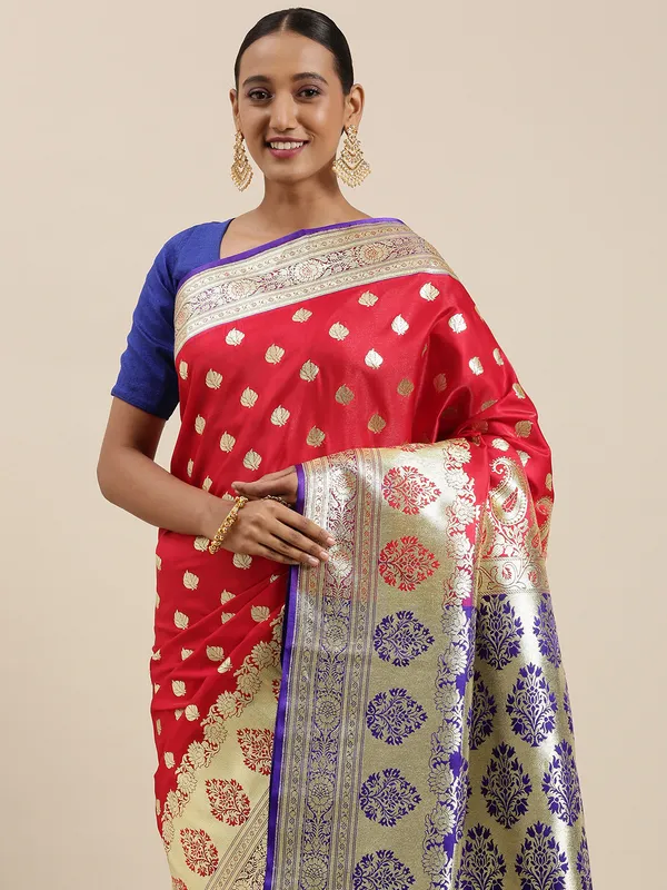 Red_Satin_Silk_Banarasi_Sarees_For_Women