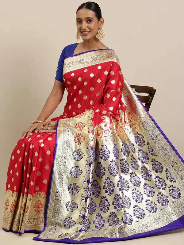Red_Satin_Silk_Banarasi_Sarees_For_Women