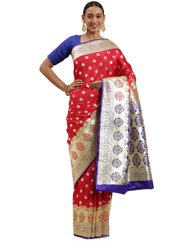 Red_Satin_Silk_Banarasi_Sarees_For_Women