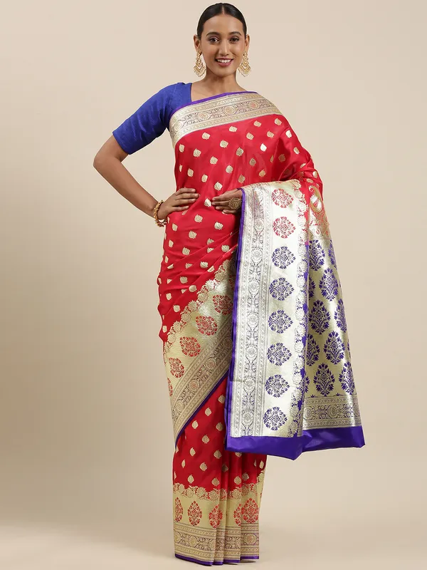 Red_Satin_Silk_Banarasi_Sarees_For_Women