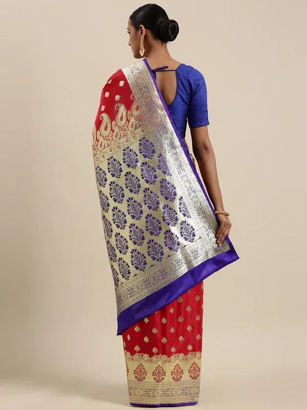 Red_Satin_Silk_Banarasi_Sarees_For_Women