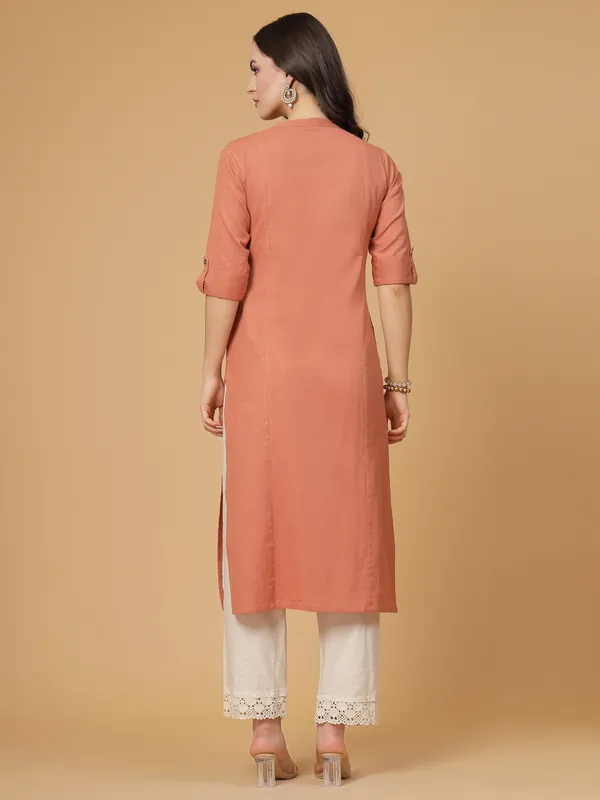 Light_Rust_Cotton_Solid_Straight_Kurta