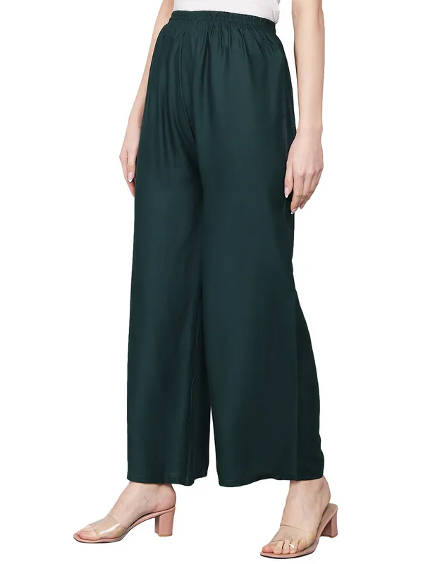 Dark_Green_Palazzo__Comfortable,_Stylish_And_Trendy_Casual_Wear