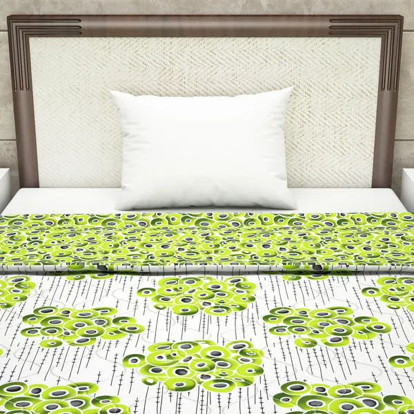 Abstract_Single_Comforter_for_Mild_Winter_(Polyester,_Off_White_and_Green)