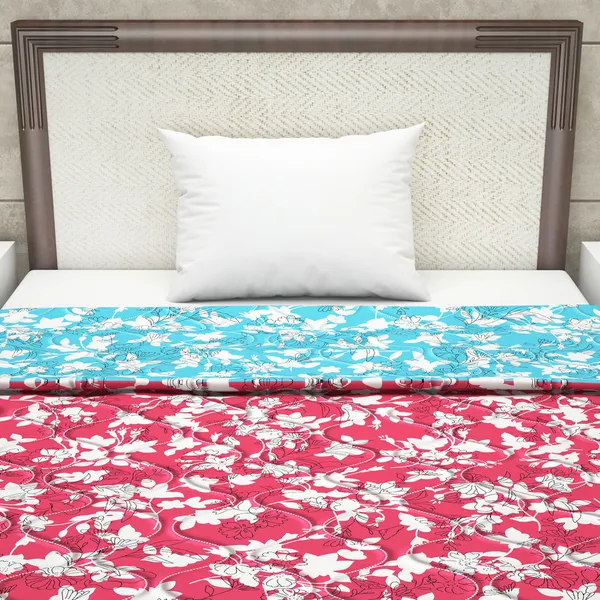 Floral_Single_Comforter_for_Mild_Winter_(Polyester,_Pink_and_Sky_Blue)