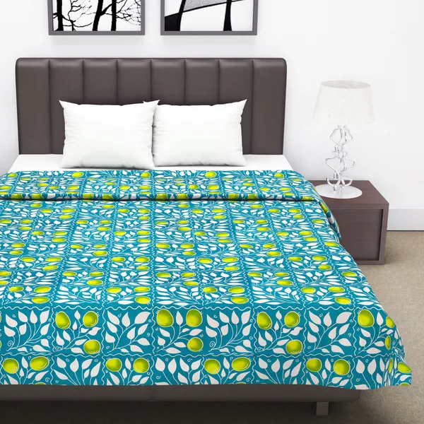 Printed_Double_Dohar_for_AC_Room_(Cotton,_Light_Green,_Yellow)