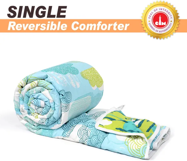 Printed_Single_Comforter_for_Mild_Winter_(Polyester,_Blue,_Green)