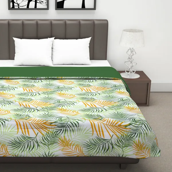 Solid,_Floral_Double_Dohar_for_AC_Room_(Microfiber,_Green_and_White)